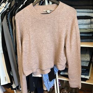 All Saints Pink Crew Neck Sweater with Bouclé Finish